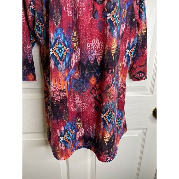 White Stag Top Womens Size L 3/4 Sleeve Pink Multi Colorful Shirt Blue Orange - Picture 4 of 10